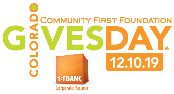 Colorado Gives Day is 12/10/19. Community First Foundation. 1st Bank Corporate Partner